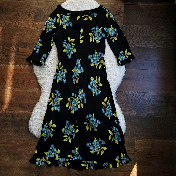 Vintage Betsey Johnson 90s Blueberry Fruit Print Ruffle Slip Midi Dress - Picture 14 of 16